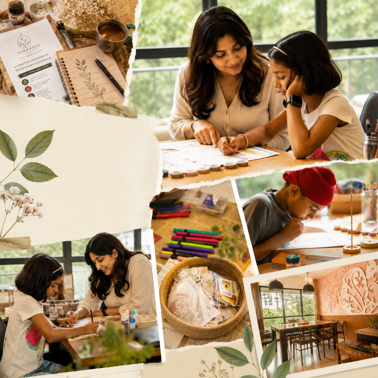 A collage of workshop moments — creativity and connection